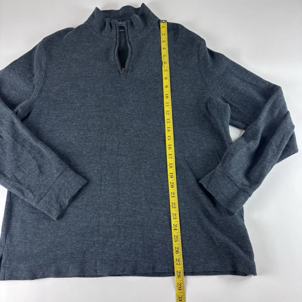 Polo Ralph Lauren Estate Rib Sweater Mens Large Navy Blue Tight Knit Quarter Zip